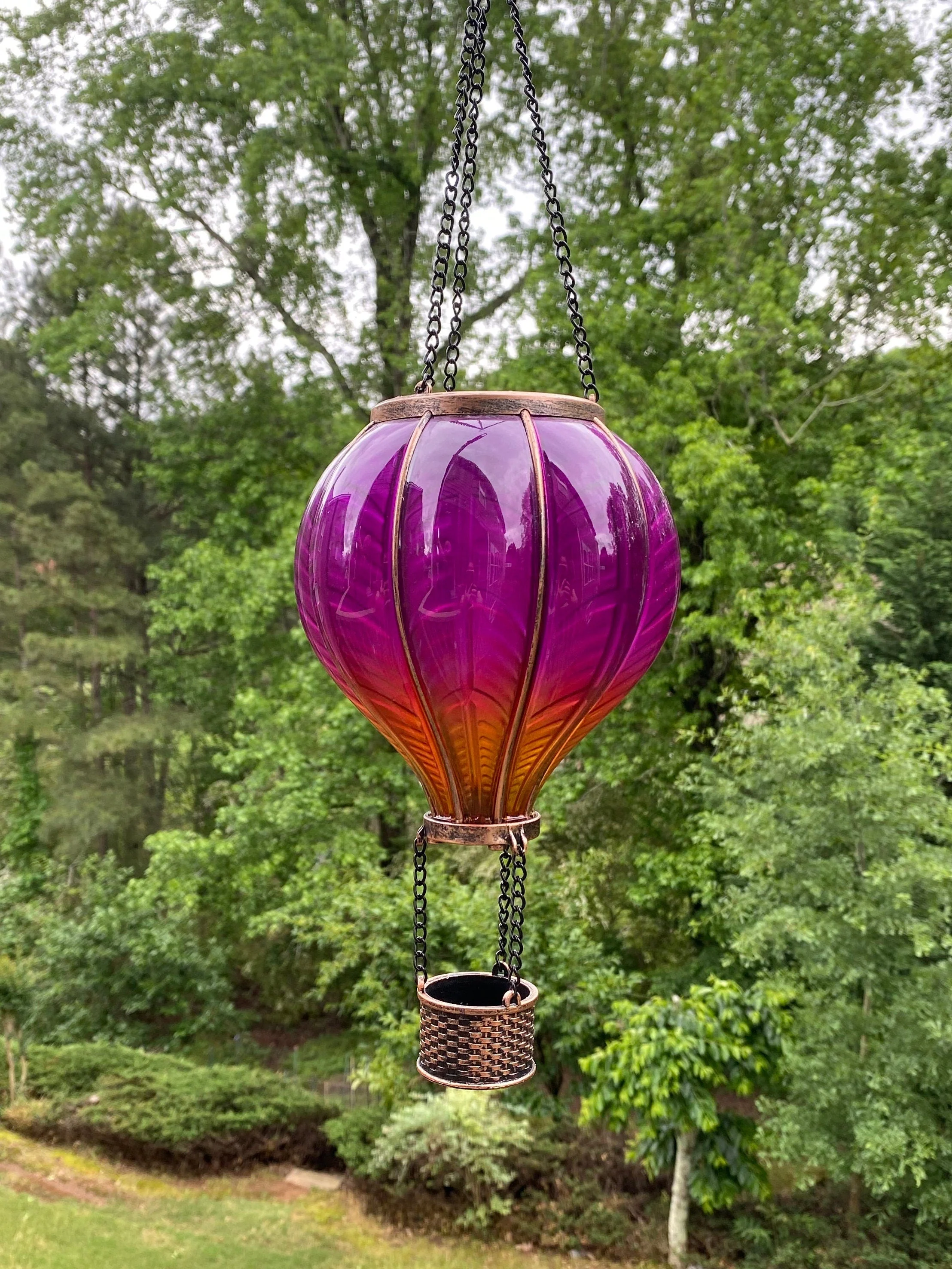 18" Solar Hanging Lantern - LED Hot Air Balloon Shape - Image 2
