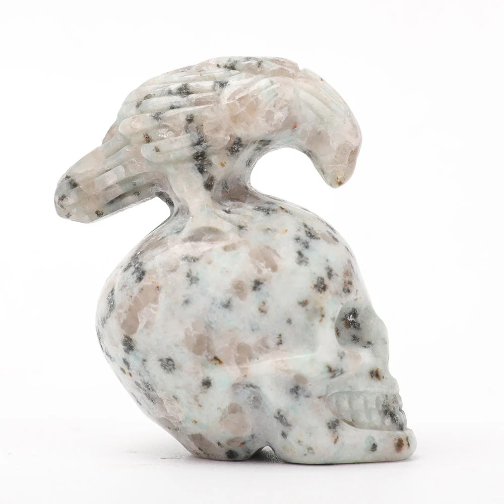 2 inch Kiwi Jasper Crystal Skull Carving for Meditation - Image 3