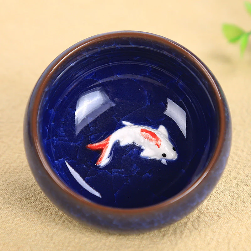 6.1cm Koi Fish Ceramic Tea Cup | Lucky Kung Fu Bowl - Image 8