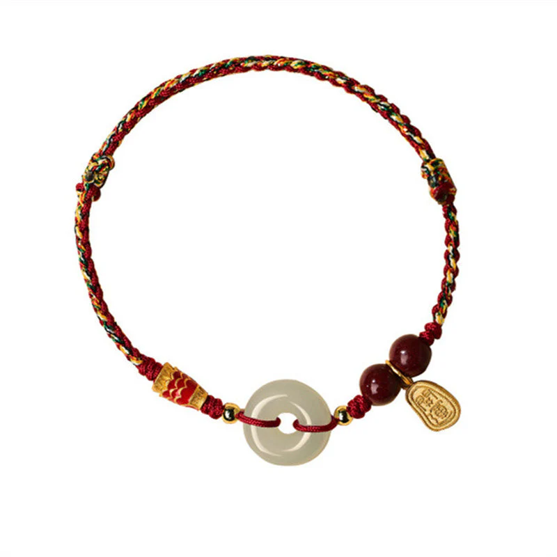 Sterling Silver Koi Fish Bracelet with Jade Peace Buckle - Image 5