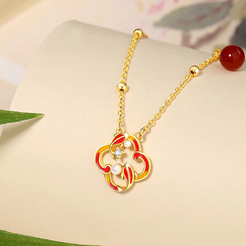 925 Sterling Silver Koi Fish Jewelry Set with Red Agate Pearl - Image 5
