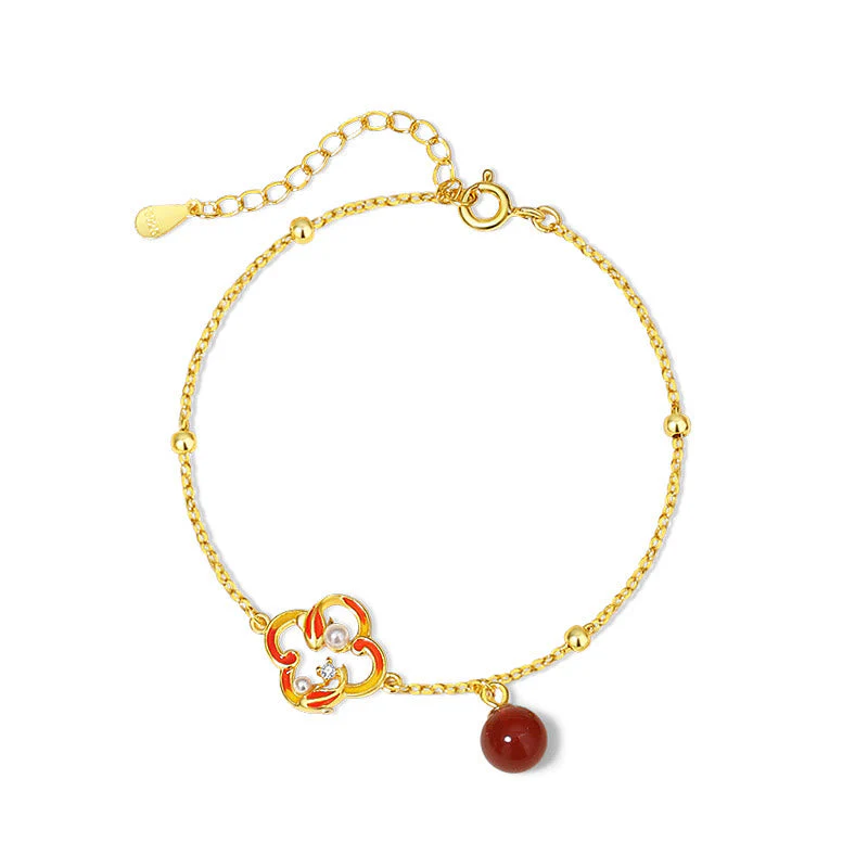 925 Sterling Silver Koi Fish Jewelry Set with Red Agate Pearl - Image 9