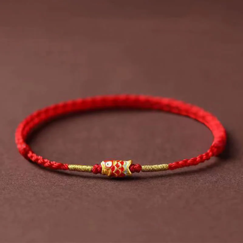 Unisex Koi Fish Red String Bracelet for Luck & Protection