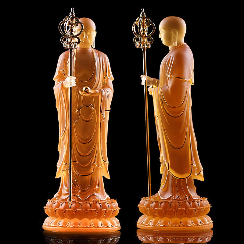 Ksitigarbha Liuli Crystal Buddha Statue 8" Meditation Art - Image 7