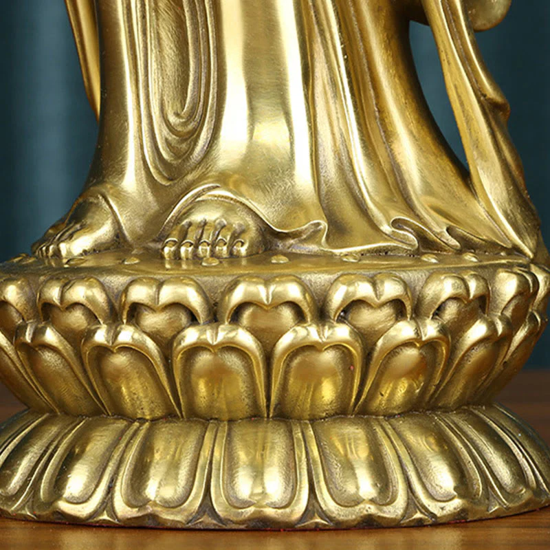 Kwan Yin Statue Holding Dharma Wheel | Brass Copper Sculpture - Image 15