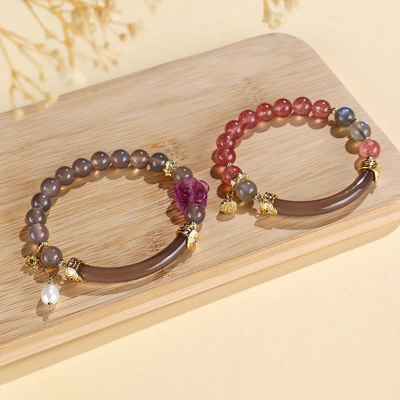 52mm Labradorite Fluorite Pearl Cuff Bracelet for Spiritual Balance - Image 11