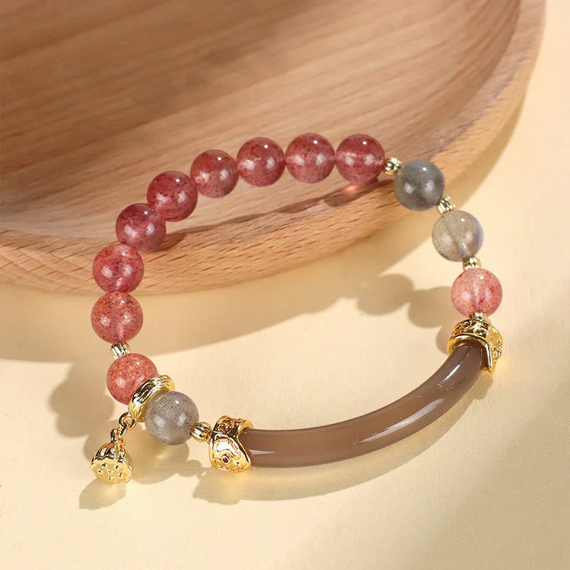 52mm Labradorite Fluorite Pearl Cuff Bracelet for Spiritual Balance - Image 3