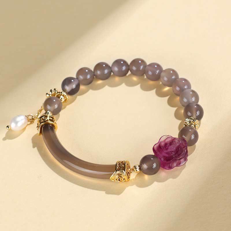 52mm Labradorite Fluorite Pearl Cuff Bracelet for Spiritual Balance - Image 8