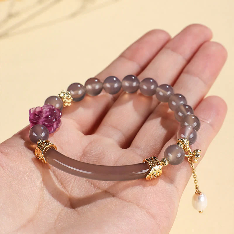 52mm Labradorite Fluorite Pearl Cuff Bracelet for Spiritual Balance - Image 9