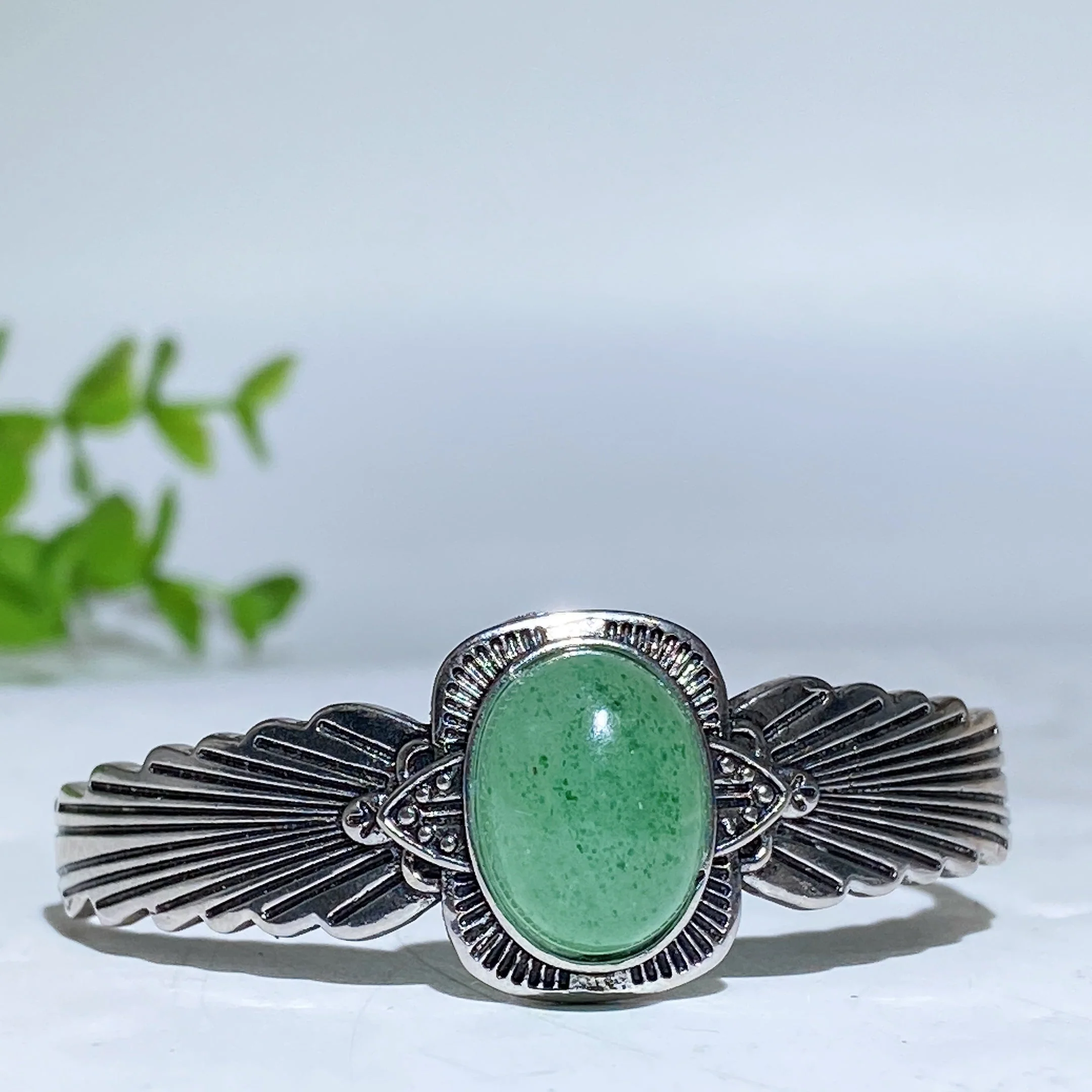 Adjustable Labradorite Crystal Healing Bangle with Dragon Motif - Image 8
