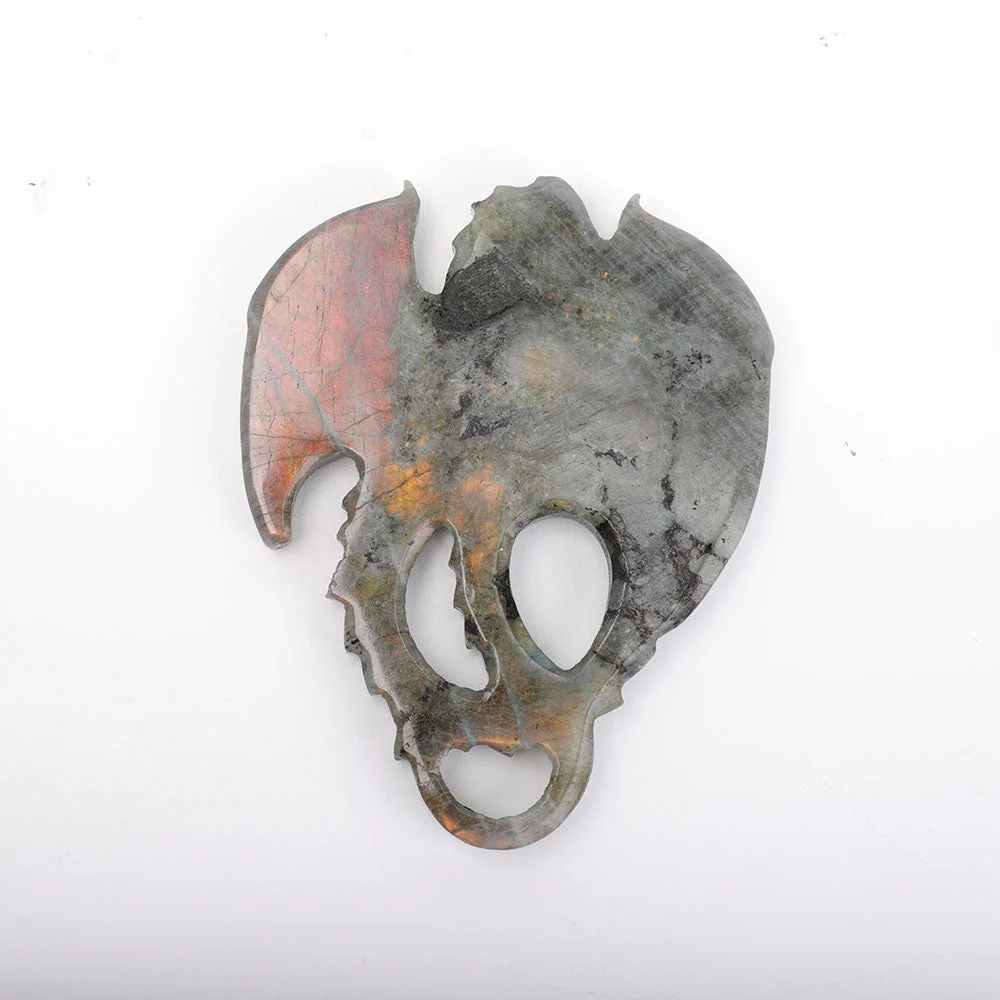 Labradorite Crystal Dragon Carving 4x5 Inch Display - Image 2