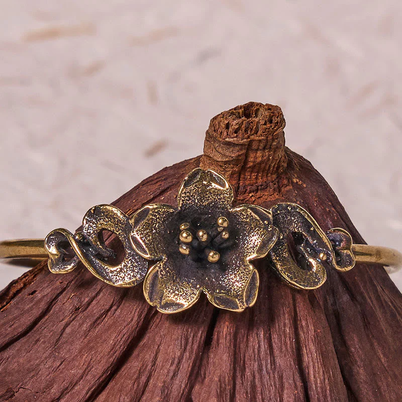 Large Copper Flowers Leaves Luck Healing Cuff Bracelet Bangle - Image 4