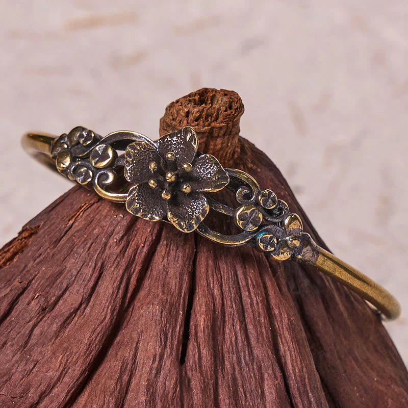 Large Copper Flowers Leaves Luck Healing Cuff Bracelet Bangle - Image 9