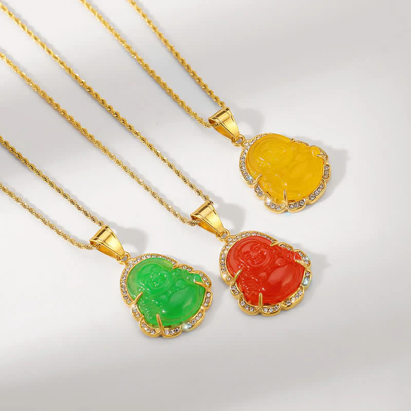 Laughing Buddha Feng Shui Jade Prosperity Necklace - Image 12