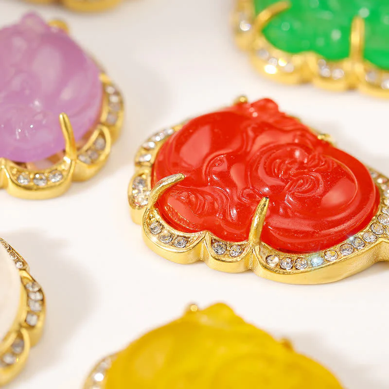 Gold Filled Laughing Buddha Jade Necklace Pendant for Luck - Image 11