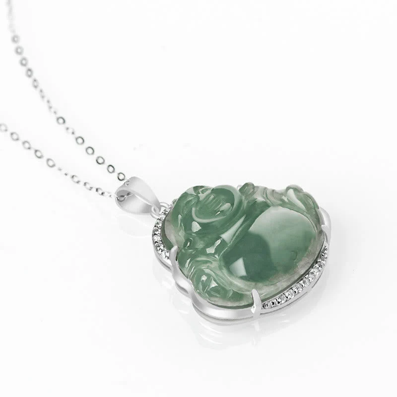 Laughing Buddha Jade Necklace for Luck and Prosperity | Healing Sounds - Image 3