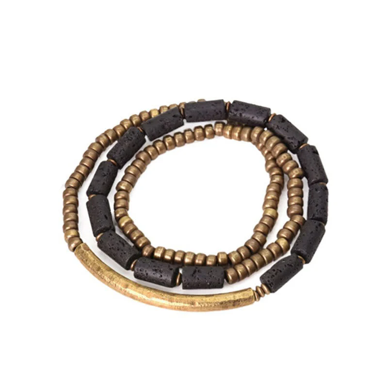 6mm Lava Rock Copper Multi-turn Wrap Spiritual Bracelet - Image 2
