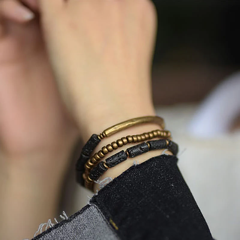 6mm Lava Rock Copper Multi-turn Wrap Spiritual Bracelet - Image 4