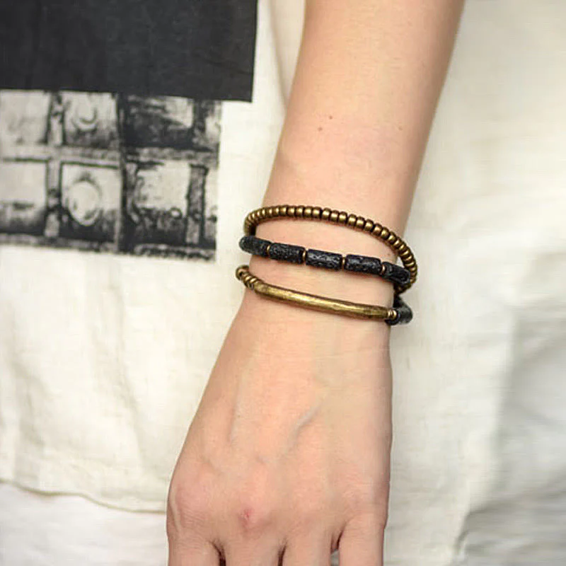 6mm Lava Rock Copper Multi-turn Wrap Spiritual Bracelet - Image 6