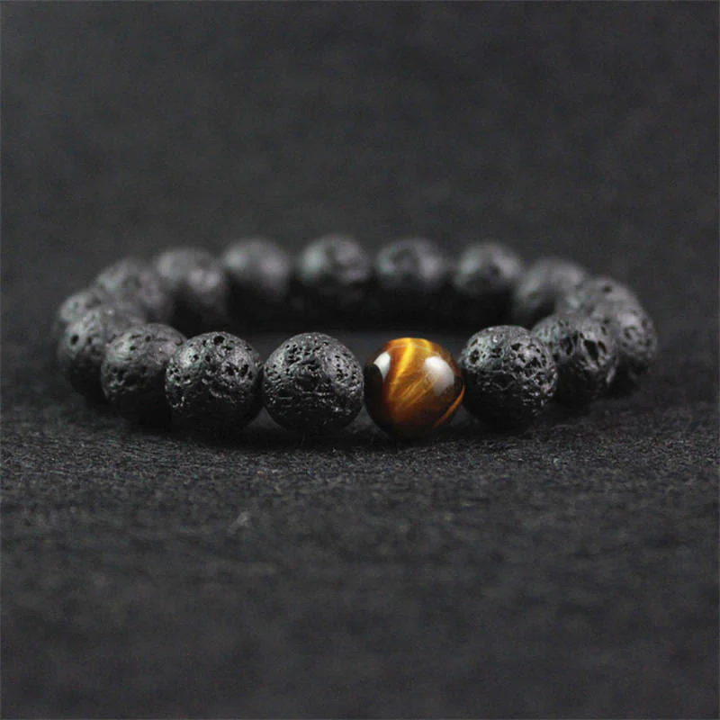 10mm Lava Rock Tiger Eye Peace Healing Bracelet - Image 5
