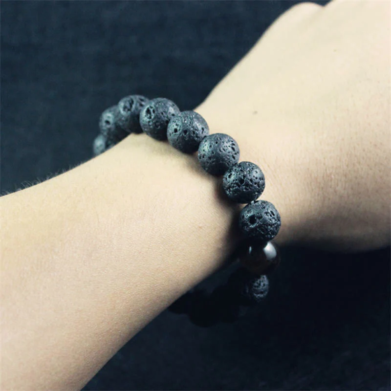 10mm Lava Rock Tiger Eye Peace Healing Bracelet - Image 8