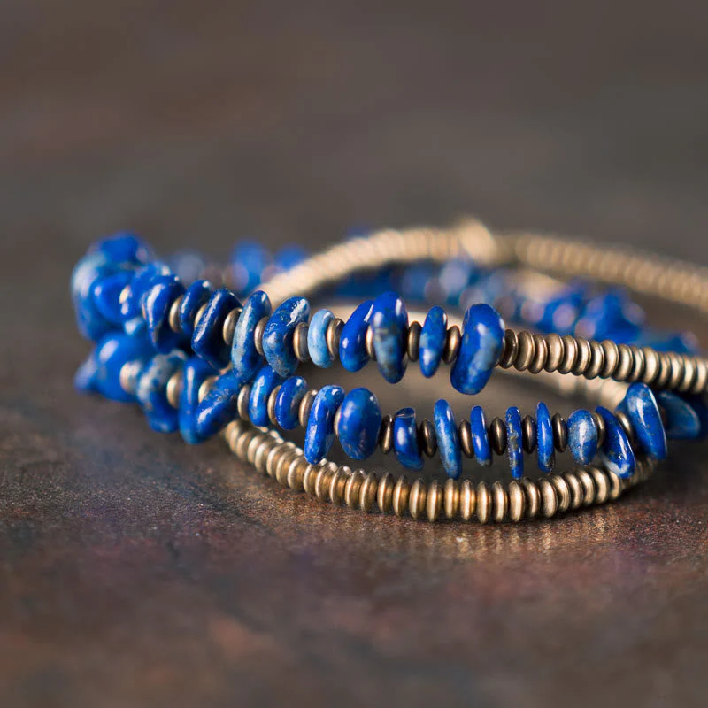 Lazurite Balance Bracelet with Copper Triple Wrap for Chakra Healing - Image 6