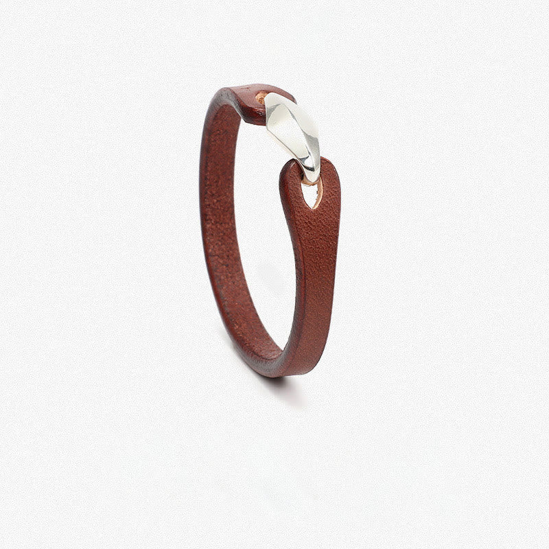 Unisex Leather Multi-turn Protection Bracelet with Silver - Image 10