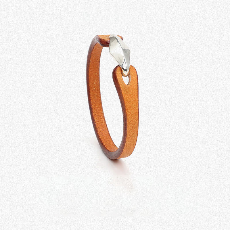 Unisex Leather Multi-turn Protection Bracelet with Silver - Image 11