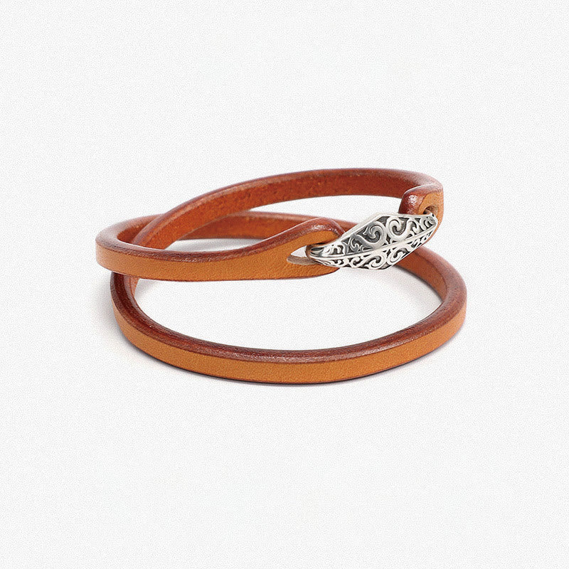 Unisex Leather Multi-turn Protection Bracelet with Silver - Image 20