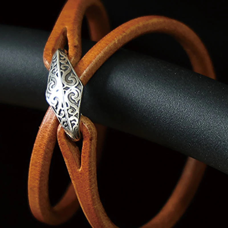 Unisex Leather Multi-turn Protection Bracelet with Silver - Image 21