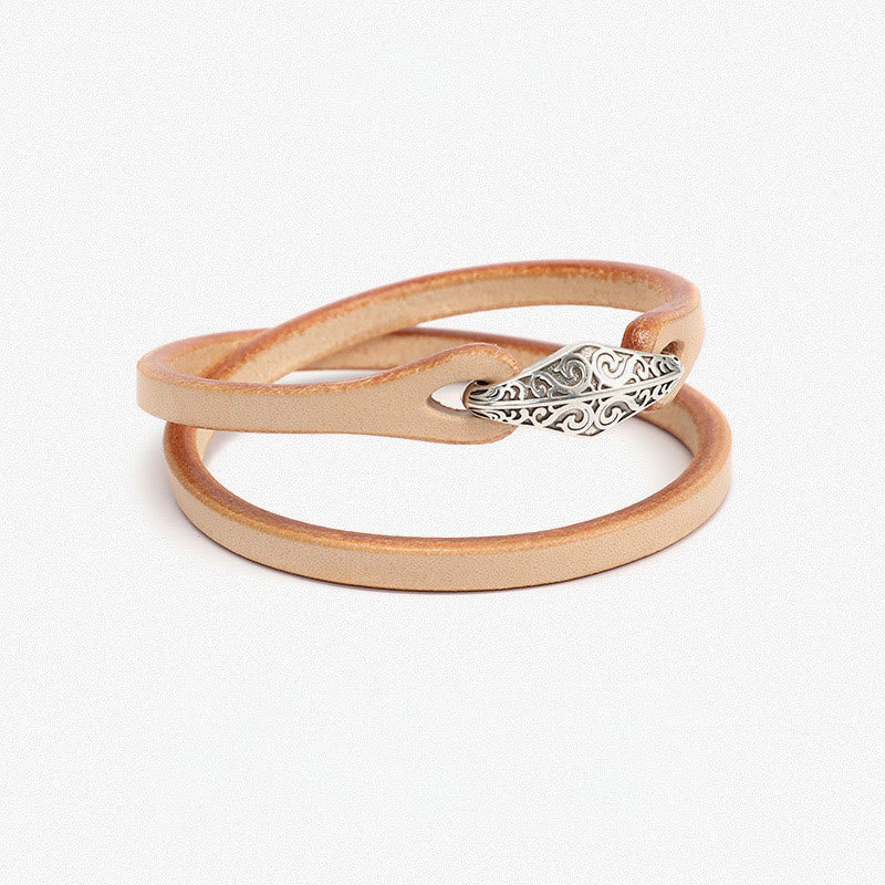 Unisex Leather Multi-turn Protection Bracelet with Silver - Image 23