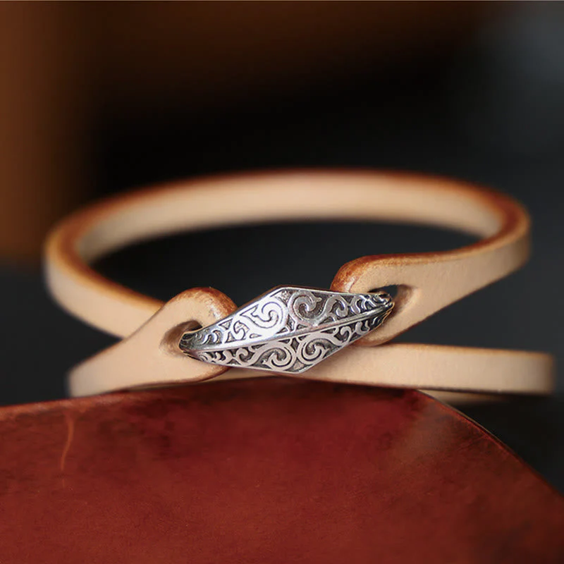 Unisex Leather Multi-turn Protection Bracelet with Silver - Image 24