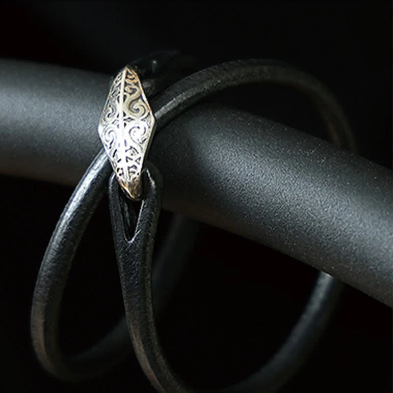 Unisex Leather Multi-turn Protection Bracelet with Silver - Image 29