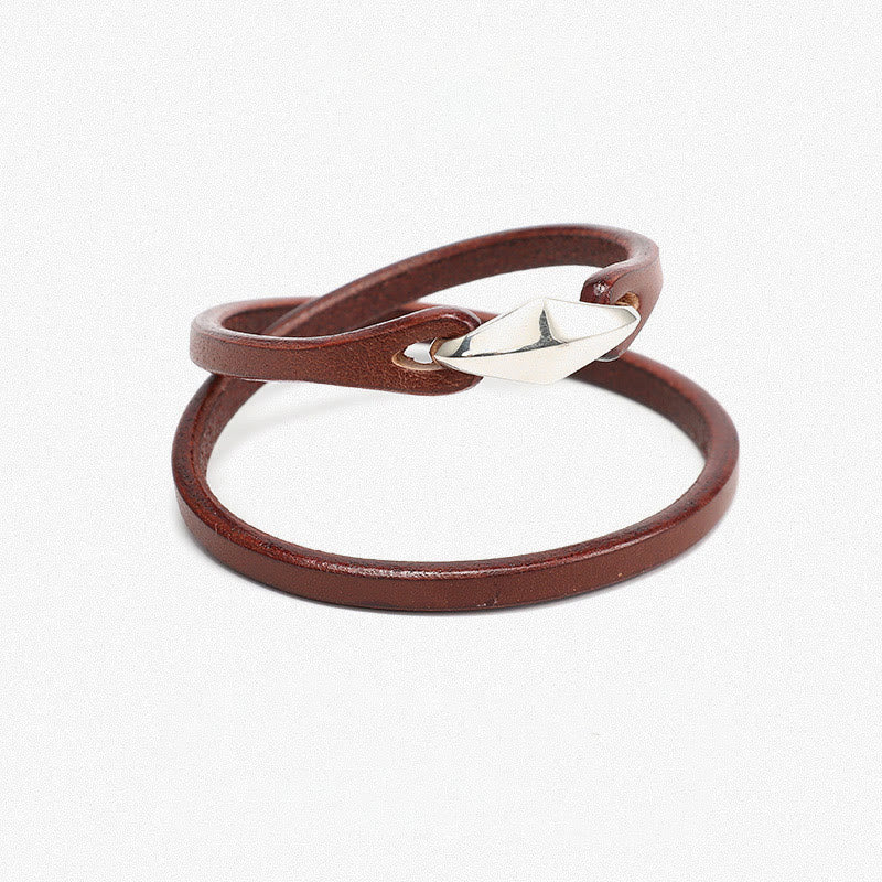Unisex Leather Multi-turn Protection Bracelet with Silver - Image 32