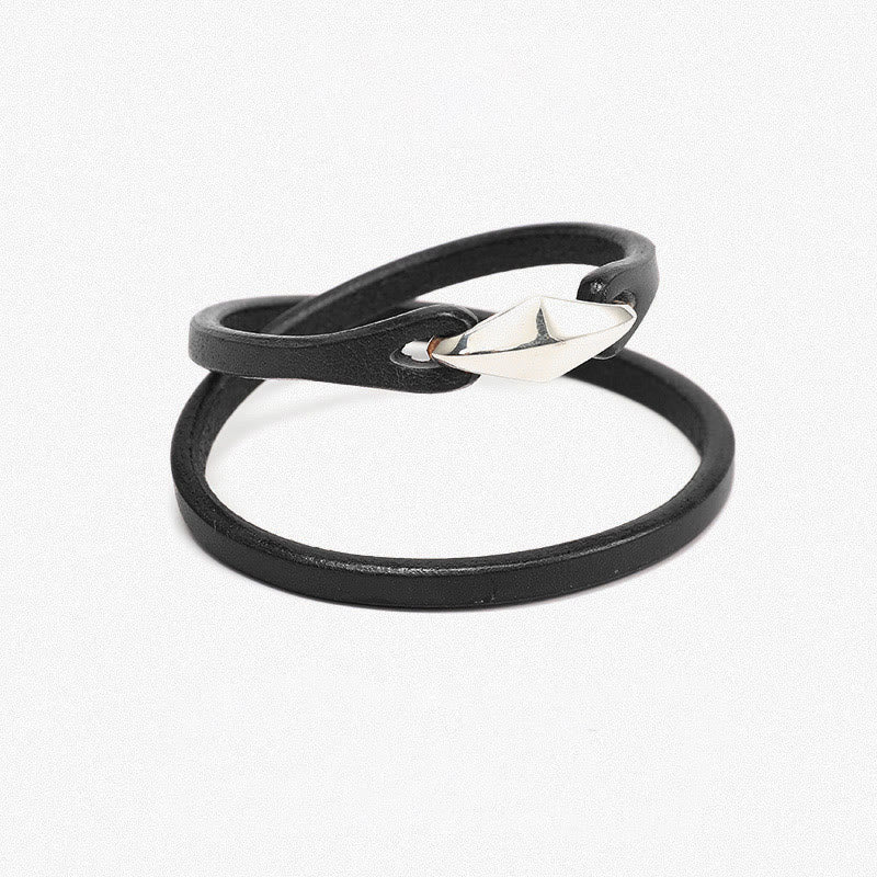 Unisex Leather Multi-turn Protection Bracelet with Silver - Image 36