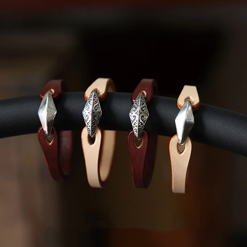Unisex Leather Multi-turn Protection Bracelet with Silver - Image 38