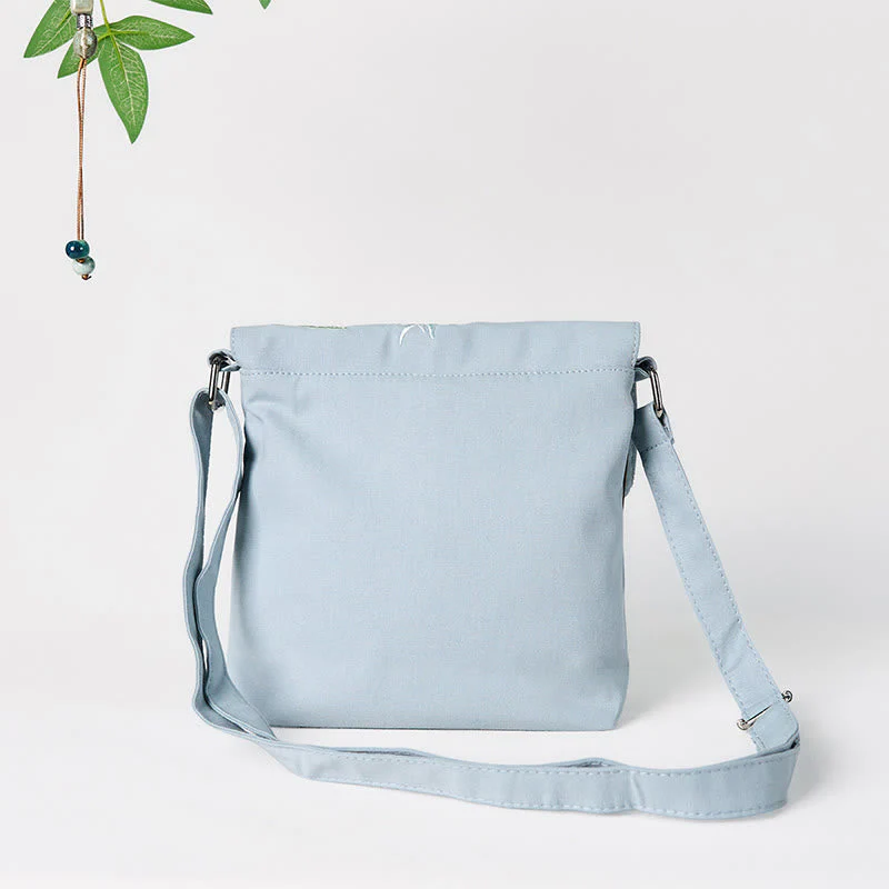 LightBlue Epiphyllum Cotton Linen Shoulder Bag - Image 3