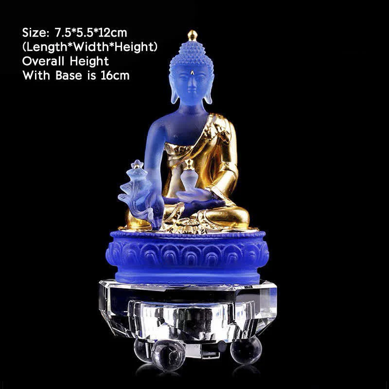 Handmade Liuli Crystal Medicine Buddha Statue 13cm - Image 11