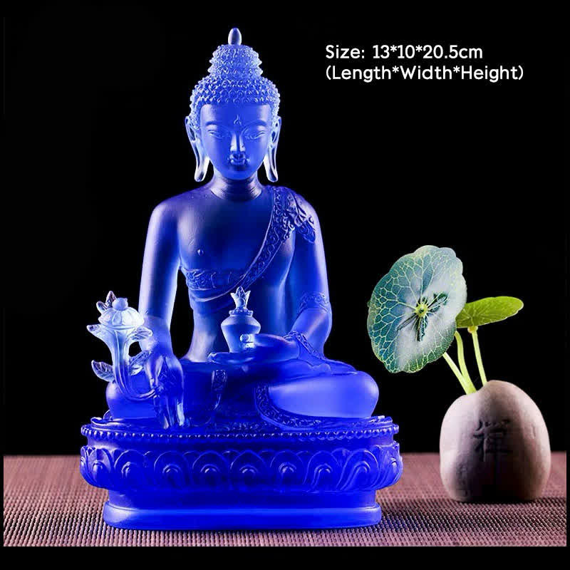 Handmade Liuli Crystal Medicine Buddha Statue 13cm - Image 12