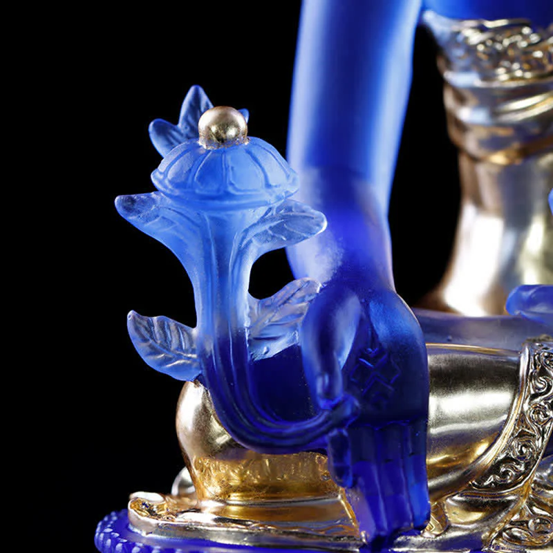 Handmade Liuli Crystal Medicine Buddha Statue 13cm - Image 17