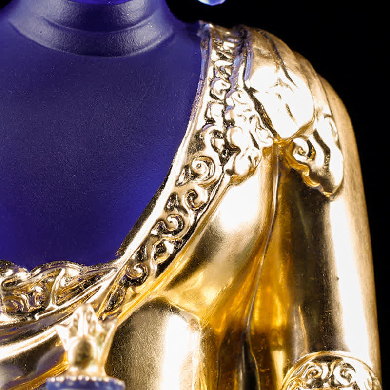 Handmade Liuli Crystal Medicine Buddha Statue 13cm - Image 18