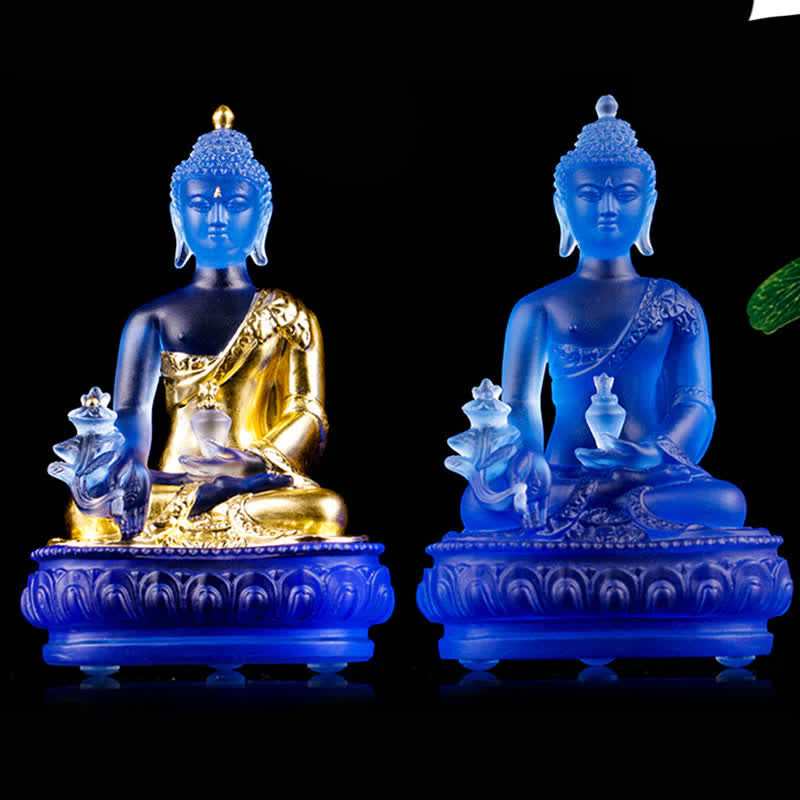 Handmade Liuli Crystal Medicine Buddha Statue 13cm - Image 20