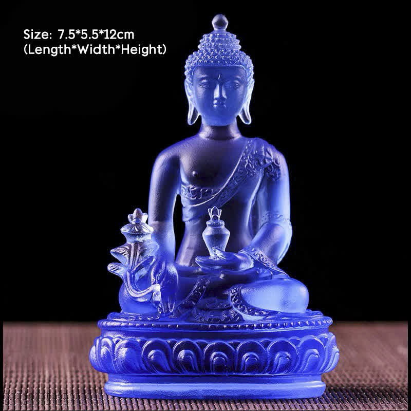 Handmade Liuli Crystal Medicine Buddha Statue 13cm - Image 4