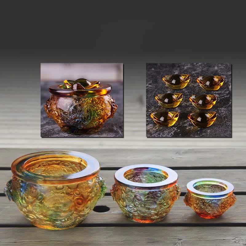 Handmade Liuli Crystal Treasure Bowl for Zen Home Decor - Image 2