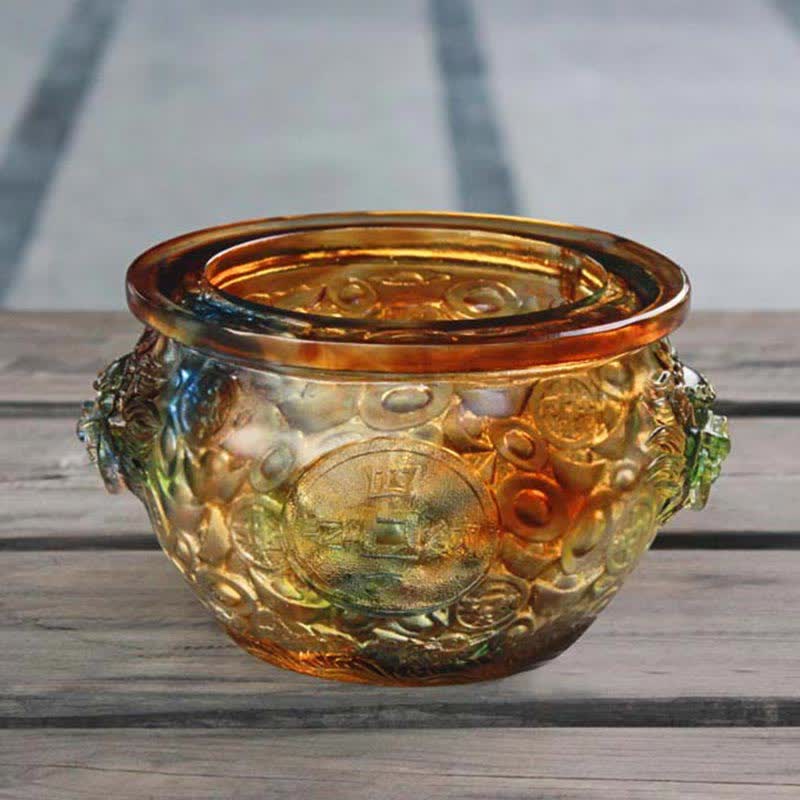 Handmade Liuli Crystal Treasure Bowl for Zen Home Decor - Image 4