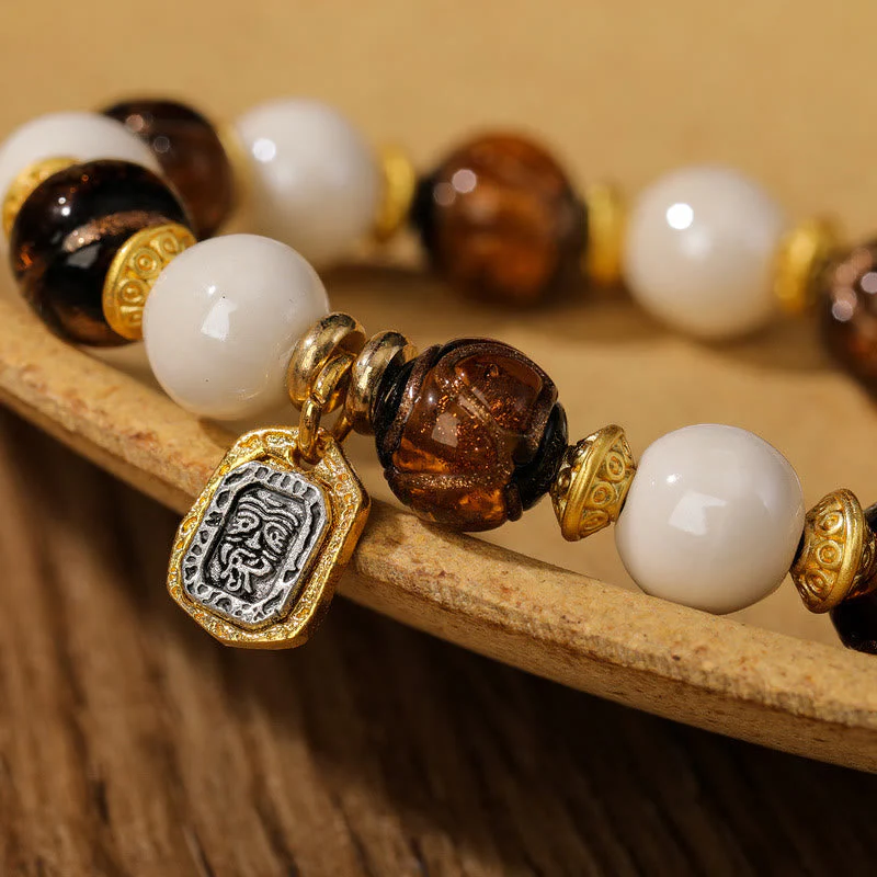 10mm Liuli Glass Incense Ash Porcelain Spiritual Protection Bracelet - Image 6