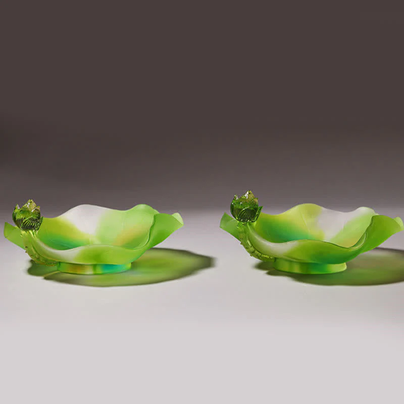 Handmade Liuli Feng Shui Lotus Crystal Art Piece - Image 10
