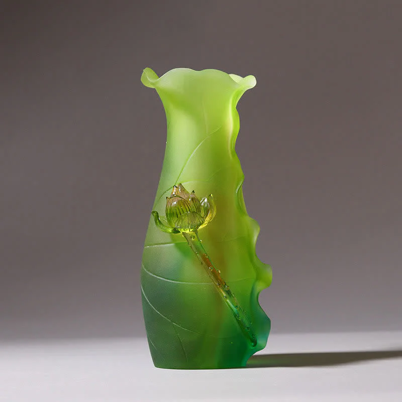 Handmade Liuli Feng Shui Lotus Crystal Art Piece - Image 13