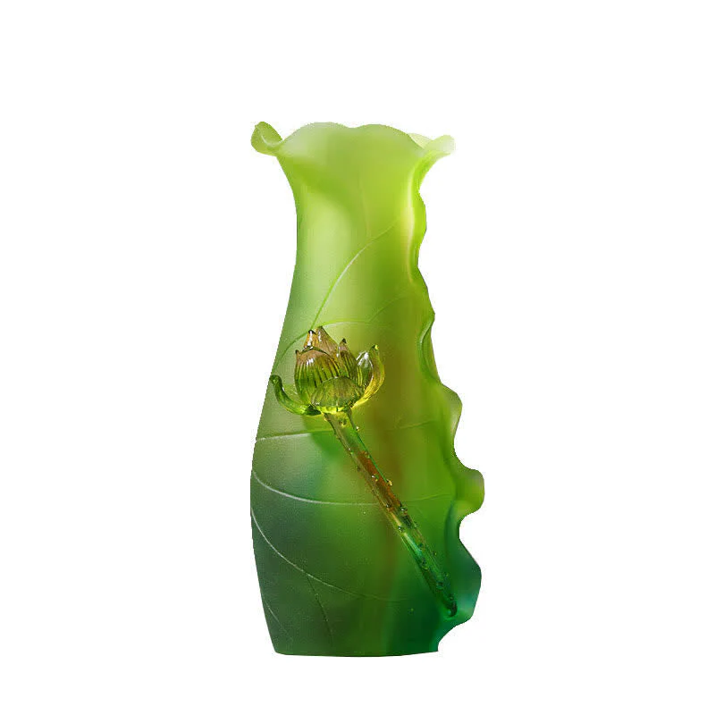 Handmade Liuli Feng Shui Lotus Crystal Art Piece - Image 14
