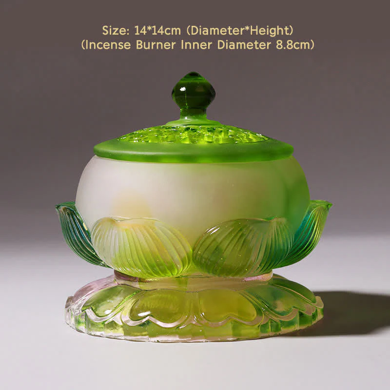 Handmade Liuli Feng Shui Lotus Crystal Art Piece - Image 16
